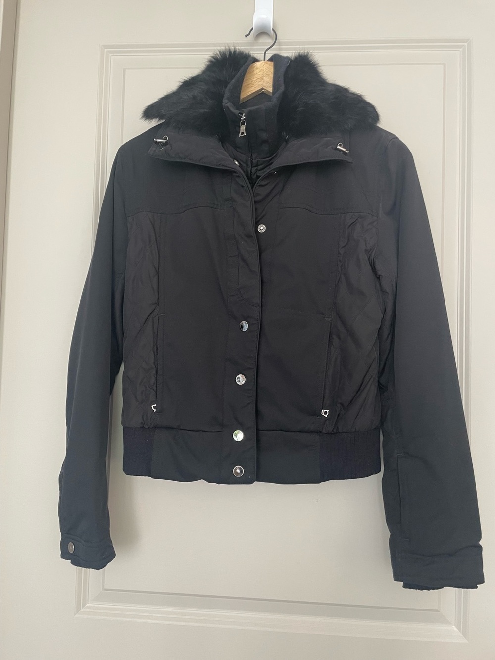 Tahari Black Jacket with Removable Fur Collar